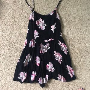 Black Kimchi Blue Romper with Pink Flowers